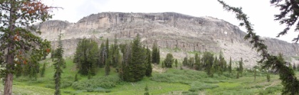 A panorama view of the cliffs above the Shelf.